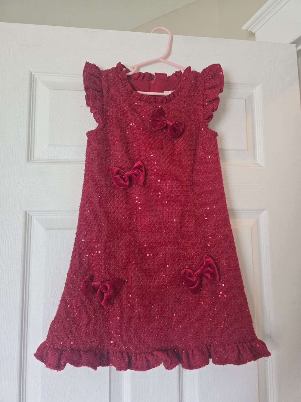 Rare Editions Red Sequin Bow Dress for Girls